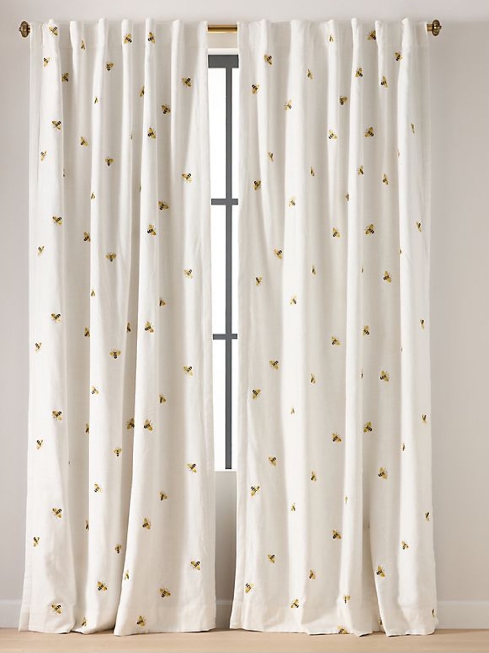 Anthropologie Embroidered Abeille Bee Curtain